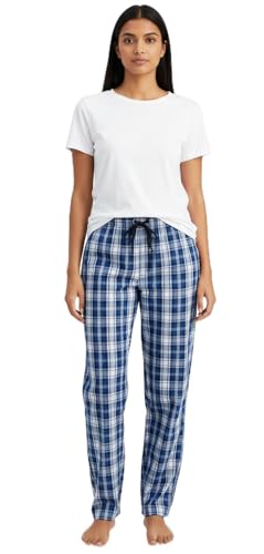 Image of Womens Multicolor Cotton Checkered Pyjama | Checks Pajama for women with Elastic & Drawstring Plus Size (S TO 8XL)