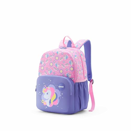 Image of American Tourister Lush | 26 Ltrs | 2 Compartments | Bottle Pocket | Ergonomic Padded Back Panel & Shoulder Straps | Kids Backpack | 1 Year International Warranty | Unicorn Lavender