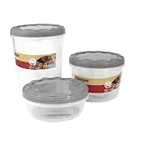 Fackelmann Set 3 Contenitori Dispensa Tondi Impilabili con Coperchio a Vite Ø11cm in PP - Organizzazione Alimenti Secchi, Pasta, Cereali, Spezie - Salvaspazio e Igienici per Cucina e Dispensa