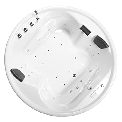 Basera® Premium Indoor Podest-Whirlpool Badewanne XXL Gomera mit 28 Massagedüsen, Heizung, Ozongenerator, Bodenansaugung, Wasserfall, LED-Ambiente, Touchpanel, Bluetooth, Radio – Bild 3