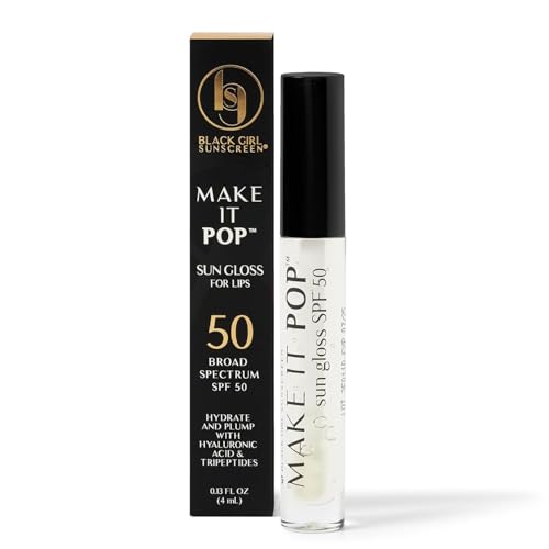 BLACK GIRL SUNSCREEN Make It Pop Sungloss for Women - Lip Gloss with SPF 50, Sun Protection for Skin, Hydrating & Moisturizing Care, Adds Shine - Clear Skies, 0.13 fl oz