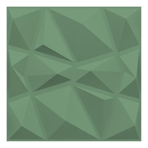 Image of Kayra Decor Wall Panels for Bedroom - PVC Diamond Design, Olive Green Color 19.7 inch X 19.7 inch (Pack of 12) - Covers 32.34 Sq. Ft.