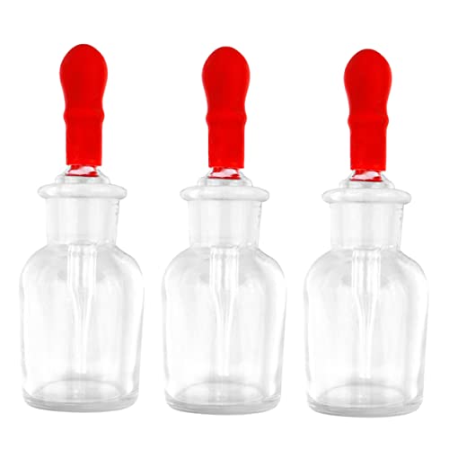 FUNOMOCYA Set of 3 Dropper Bottles Transparent Glass Bottles Plastic Tips for Aromatherapy Lab and Home
