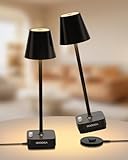 GOODEA 2 Pack Cordless Table Lamp with Charging Base, Rechargeable 6000mAh Battery Operated Lamp, 3 Color Dimmable Portable Table Light for Restaurant, Bedroom, Home, Kitchen Counter