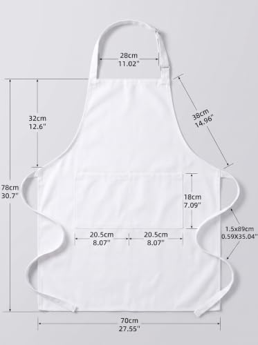 Image of BOHARERS Kitchen Cooking Apron Unisex Adjustable chef apron with 2 pockets,1 Pack White