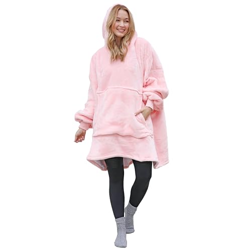 Catalonia Oversized Sherpa Wearable Blanket Hoodie (Pink)