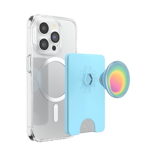 Image of PopSockets Phone Wallet for MagSafe, Phone Card Holder with Grip, Light Blue - Butterfly Pea Blue