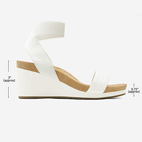 DREAM PAIRS DREAM PAIRS Womens Elastic Ankle Strap Open Toe Platform Wedge Sandals Comfortable Summer Shoes for Women,Size 10,White/Pu,NINI-5