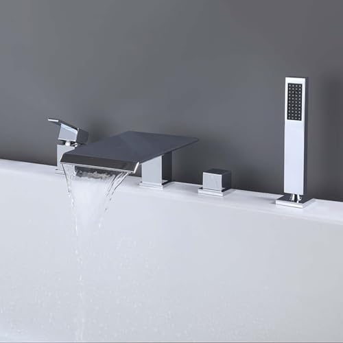 Mélangeur de douche rétractable 4 trous chromé pour baignoire cascade LWX - 2
