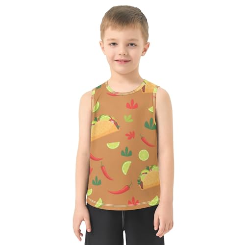 J JOYSAY Food Taco Lemon Brown Boys Tank Top Sleeveless Muscle Shirts Quick Dry Sport Active Workout Kids T-Shirts 3-15T2
