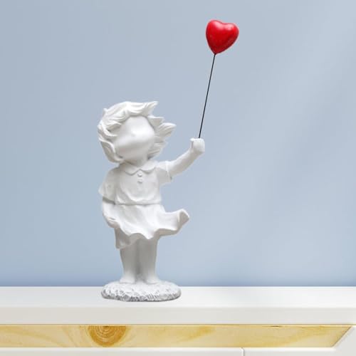 Estatua de Niña con Globo en Forma de Corazón Blanca miniatura 6