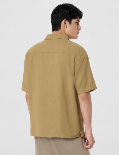 Image of Allen Solly Men's Textured Casual Shirt | Drop Shoulder | Half Sleeve | Relaxed Fit | Casual & Streetwear Style