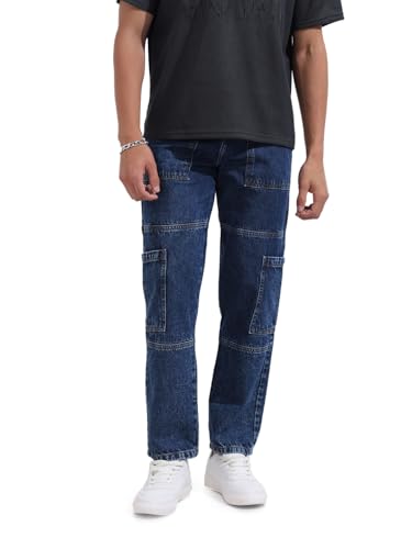 Image of The Indian Garage Co Men's Regular Tapered Fit Mid-Rise Cotton Jeans