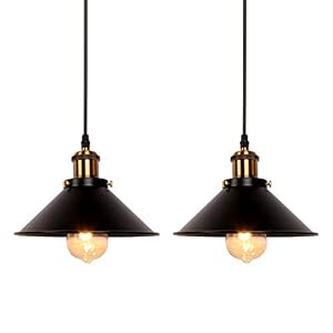 Newrays Lot de 2 luminaires suspendus industriels rétro en fer noir, cuisine, bar, balcon