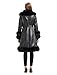 GRAN ORIENTE Women's Faux Leather Long Trench Jacket Zipper Up, Winter Warm Lined Trim Parka Coat With Collar (GK087 Black M)