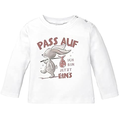 MoonWorks® Baby Langarm-Shirt mit Spruch zum Geburtstag Ich Bin jetzt Eins Cover