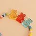 Gummy Bear Acrylic Pendant Necklace Stainless Steel Funny Colorful Cartoon Resin Candy Color Sweet Small Bear Animal Lightweight Chain Necklace for Women Birthday Party Fashion Jewelry Gifts (Bear beaded bracelet)