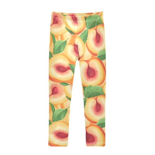 Peach Slices Fruit Girls Leggings Soft Stretch Workout Yoga Dance Pants for Kids Casual Tights