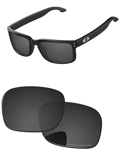 PapaViva Replacement Lenses for Oakley Holbrook OO9102 55mm Sunglass Solid Black Polarized