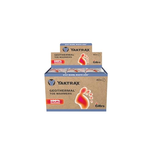 Yaktrax Geothermal Toe Warmers 40 Count - Air-Activated, Up to 6 Hours of Heat - Compact Warmth for Outdoor Activities, Winter Sports, and Cold-Weather Comfort