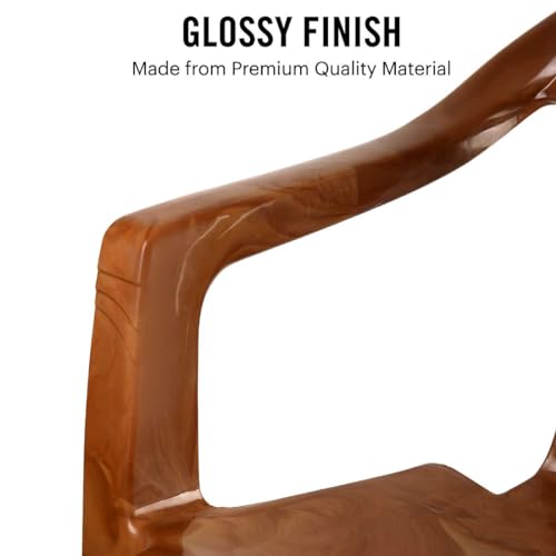 Image of Cello Capri Arm Chair (Sandalwood Brown, Set of 6) | Strong and Durable | Easy to Clean | Chair for Living Room, Bed Room, Kitchen, Office Room, Outdoor | 3 Years Warranty
