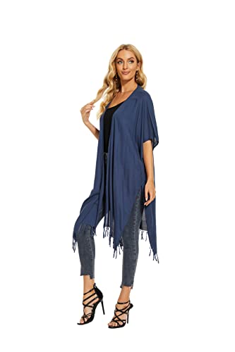 Beautybatik Women Long Solid Kimono Cardigan Shawl Wrap Swimsuit Cover Up Jacket One Size2