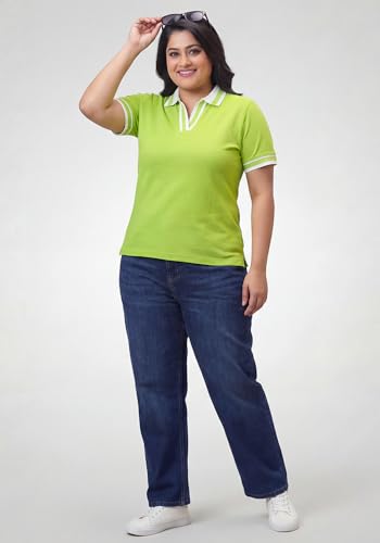 Image of Wear Your Opinion Plus Size Women Polo V Neck Stripe Collar Tshirt Top | Half Sleeve