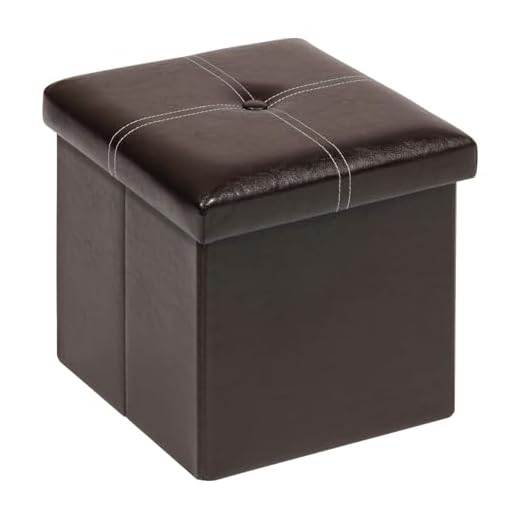 Bonlife Boîte 30x30 Tabouret Pliant Pouf Enfant Chevet de Lit Limite de Poids 150kg Coffre de Rangement IntéRieur Poufs et Repose Pieds Marron