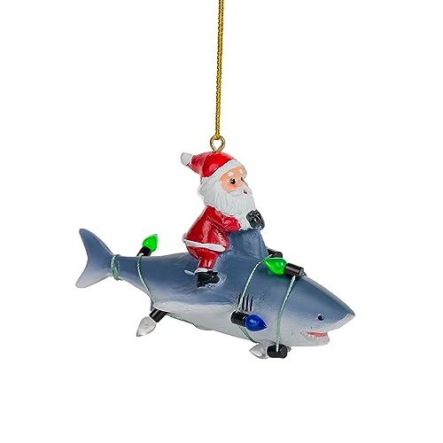 Shark Christmas Tree Ornament with Santa Riding On The Back
