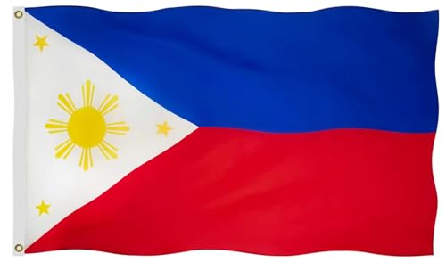 Philippines Flag 4X6 FT, Outdoor Polyester Flags, Double Stitched Philippine National Flags with Brass Grommets and Stronger Header. (4X6)