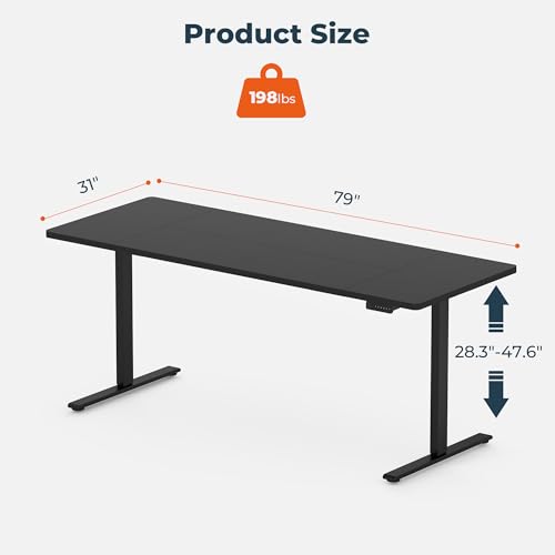 Image of Dual Motor Standing Desk, Large Stand Up Desks, 79x31 Inches Electric Sit Stand Desk, 4 Memory Preset Adjustable Height Home Office Desk (Black)