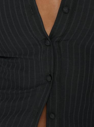 Image of Princess Polly Womens Anni Pinstripe Shirt Blue