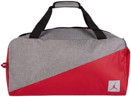 Nike Air Jordan Jumpman Duffel Sports Gym Bag 8A0083 Wet Dry Shoe Pocket Water Resistant (Gray/Red)
