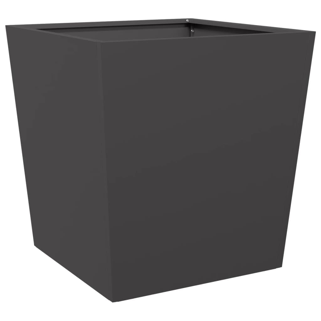 IKAYAA 2 Unidades Macetero Alto 50 x 50 x 50 cm Diseño Moderno para Plantas de Interior y Exterior, Maceta Grande de Acero, Jardinera Alta Acero/Negro