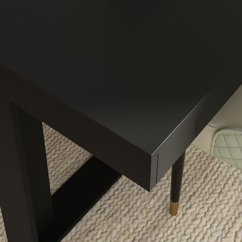 Hitow Dining Table for 8-10 People, 86.6-Inch Rectangular Wood Kitchen Table with Thicken Tabletop, Office Conference Room Table, Dining Room Living Room Table, Brown & Black - Thumbnail 5