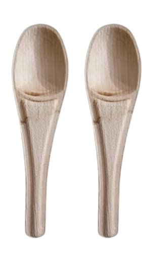 ECONUS 15 cm Areca Leaf Designer Disposable Spoon Cutlery Extra Sturdy and Big - Pack of 100