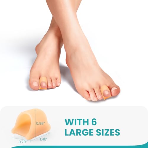 Correttore Per Dita Dei Piedi A Martello Per Donne - Raddrizzatori Per Dita Dei Piedi In Morbido Gel - Riallineamento Di Dita Dei Piedi Piegate,Arricciate,Bunion（6 Count,Large, Beige） - 2