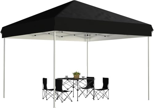 10x10 Ft Heavy-Duty Pop-Up Canopy Tent, One-Person Instant Setup, No Removable Sidewalls, Commercial-Grade Shelter for Outdoor Events, Markets, Sports, Parties