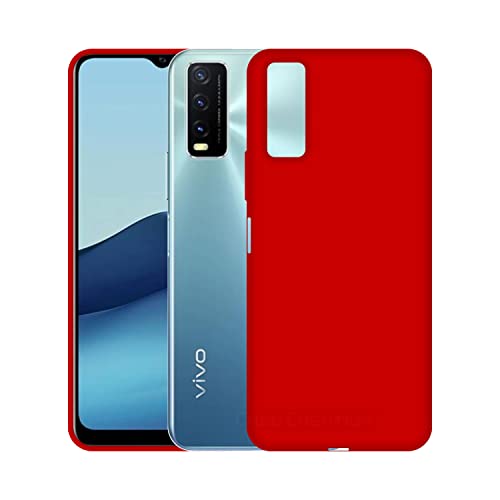 Image of Case Creation Liquid TPU Silicone Cover for Vivo Y20 Soft Case,Anti-Dirty Slim Case Frosted Matte Cute Candy TPU Raised Bezel (Splash of Color) Back Case Cover for Vivo Y20 - Glamour Red
