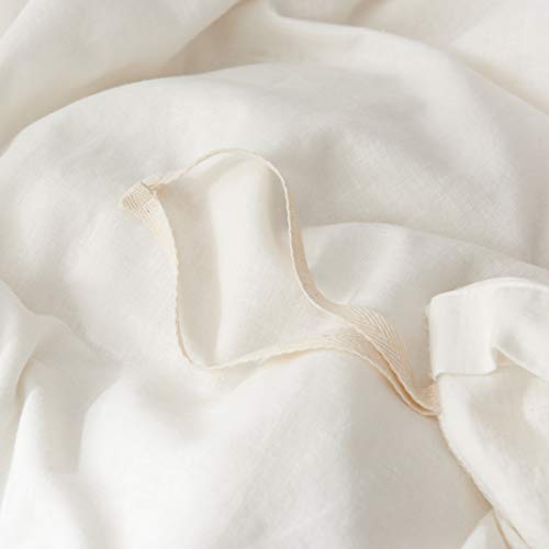 DAPU 55% French Linen 45% Cotton Duvet Cover with 2 Pillowcases, 3 Piece Ultra Soft Breathable Bedding Comforter Cover Sets with Button Closure (Ivory/Linen Cotton, Full/Queen)