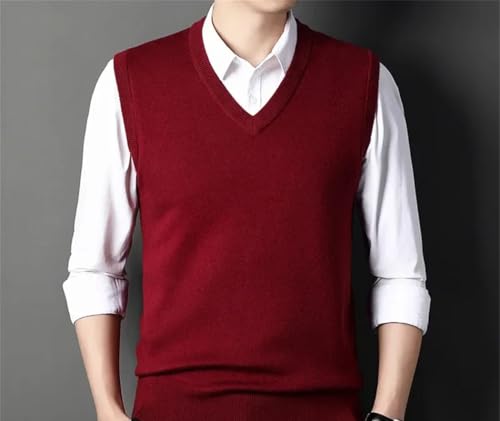 Mens Wool Sweater Vest Solid Color V Neck Casual Knit Vest Warm Versatile Top Soft Pullover3