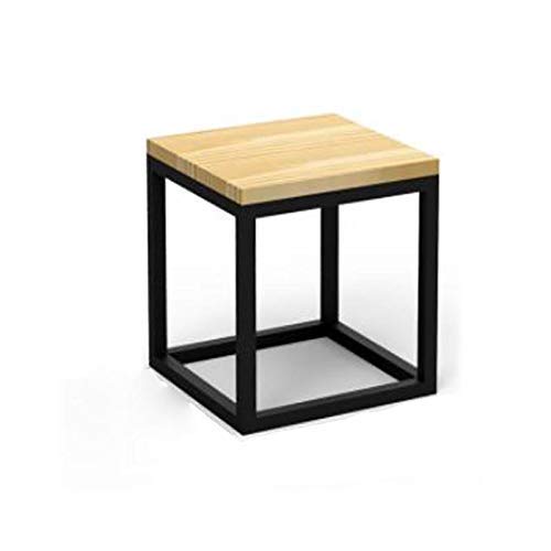 JGS Solid Wooden & Iron Frame Bedside End Table for Bedroom Wood Night Stand Side Stool End Tables Standard Size Sofa Table for Stylish Home Living Room & Hall (Black & Brown Finish)