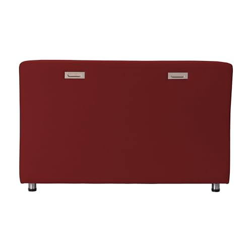 Image of FDP Pro Series Upholstered Armless Mobile Sofa with Locking Casters for Portability Commercial Seating for Hotel Lobby, Office, Restaurant, Waiting Room, Home - Black /Crimson