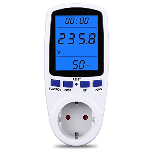 Strommessgerät für Steckdose Stromzähler Strommesser Energiekostenmessgerät Stromkostenmessgerät Stromverbrauchszähler Leistungsmesser, LCD-Hintergrundbeleuchtung 360 °-Lesbar Dispaly Energiemessgerät Cover