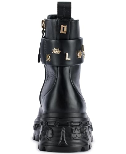 KARL LAGERFELD Women's Latisha Lug Sole Chelsea Boot with Pins Combat2