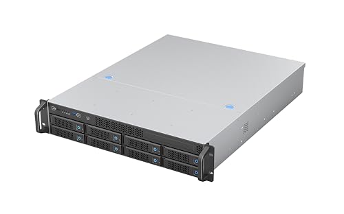Rosewill Chasis de Servidor de Montaje en Rack de 2U | Soporta hasta 8 8.9 cm 12Gbps Hot Swap | Compatible con E-ATX | Ventilador 3X 8038 PWM | USB 3.2 Tipo C | RSV-H208