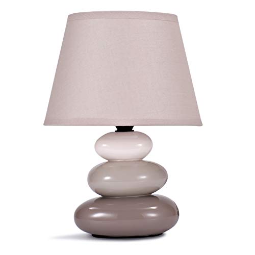 Lampe de table 'Lina' / lampe de chevet en céramique avec 3 pierres, gris beige