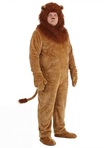 Fun Costumes Unisex Adult Regal Roars Await! Deluxe Plus Size Lion Costume, Unleash Your Inner Jungle King, Designed for Ferocity, 2X, Brown