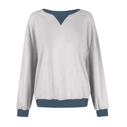 Teen Girls Casual Crewneck Sweatshirts Long Sleeve Color Block Loose Fit Pullover Kids Comfy Soft Fall Trendy Blouse Tops