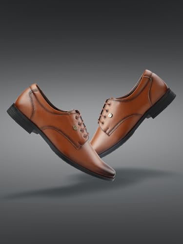 Image of Liberty Fortune BENSTOCK1E - Formal Lacing Derby Shoes for Men, Black, Tan - Cushioned & Non-Slip - Business, Wedding, Office Wear - Stylish Shoes for Men Formal